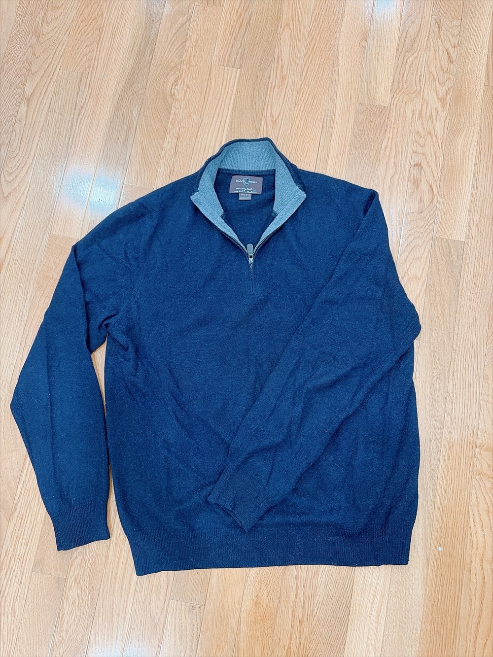 Black Brown 1826 Men's Navy Quarter-Zip 100% Cashmere Sweater